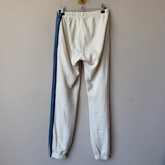 Aviator Nation 5 Stripe Sweatpants in Vintage White Blue Size S - Picture 4 of 8
